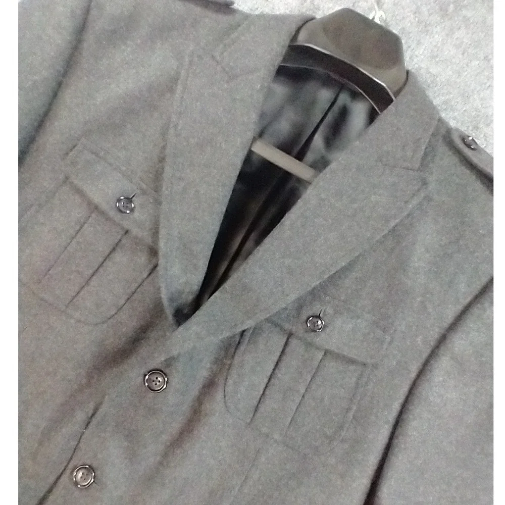 Banana Republic Mens 44R Gray Wool Bld Military Field Blazer Tailored Fit Jacket